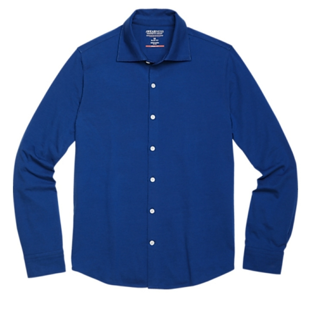 Kenneth Cole Business Casual Shirt Awearness-Tech Cobalt Blue Size Medium NWT